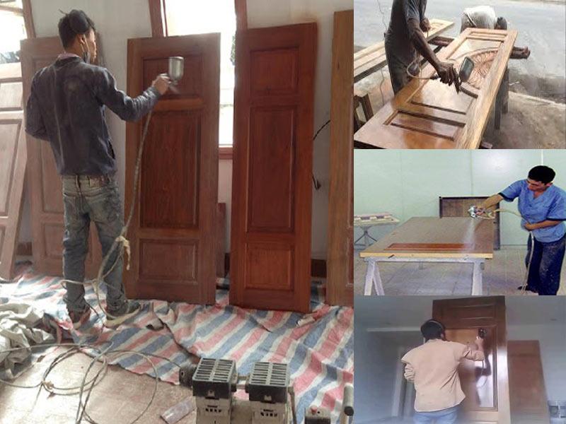 Hoàn thiện sơn cửa gỗ đẹp căng mịn